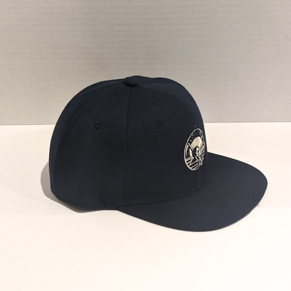 Mesmerizing Skeleton: New Blue Snapback Hat with Original Artwork Front Design - Picture 2 of 4